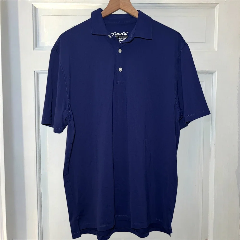 IBKUL Cooling Performance Polo Shirt Mens L UPF 50+ Navy Blue Summer Vacation